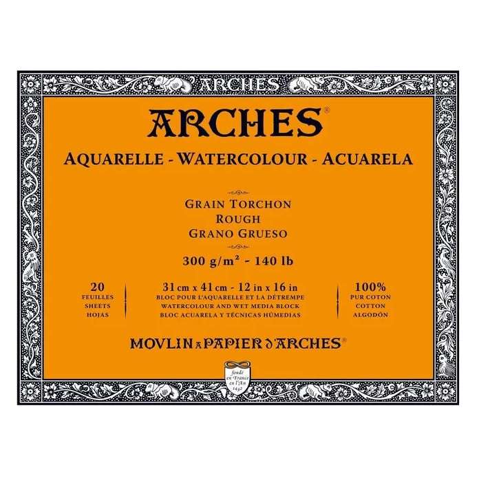 Arches Watercolour Natural White 300gsm Rough 20 Sheet Blocks